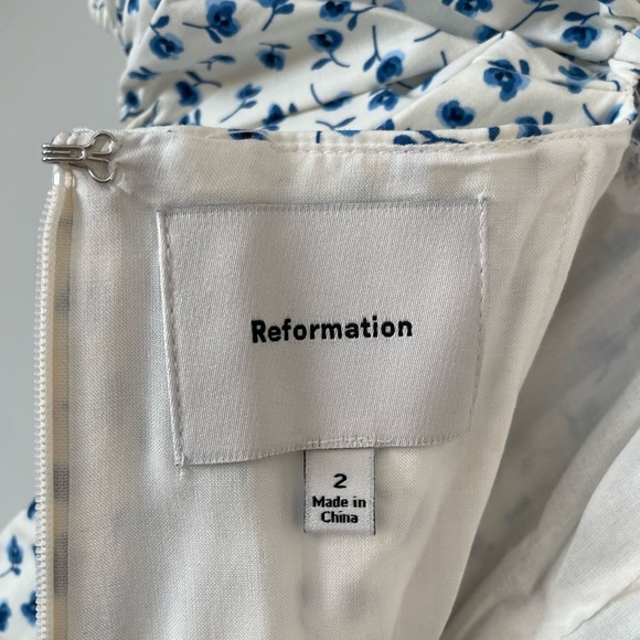 NEW Reformation Marielle Puff Sleeve Mini Sundress Hanna Blue Floral | size 2 - Picture 11 of 13